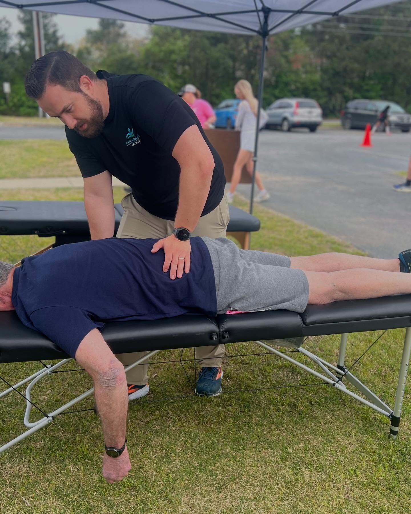 Josh Beagle performing assessment of patient